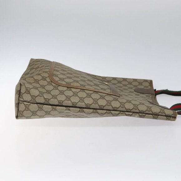 GUCCI GG Supreme Web Sherry Line Tote Bag PVC Beige Gold - Picture 5 of 16